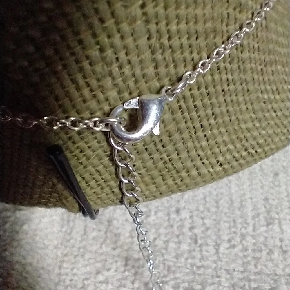 Two tone silver and copper crystal circles chain necklace